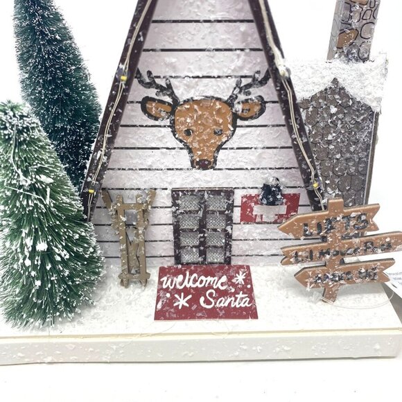 Target Wondershop Lit Paper Ski Lodge Bottle Brush Trees Christmas Village - Picture 6 of 9